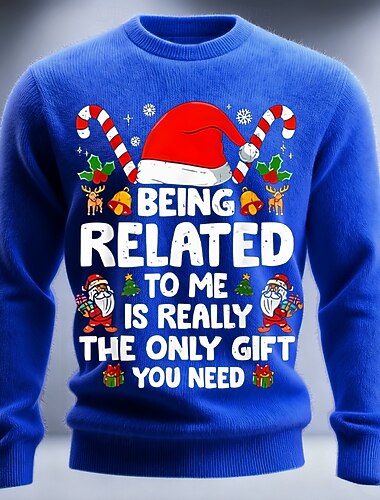  Å være i slekt med meg er virkelig den eneste gaven du trenger, stygg julegenser til herre, 3D-print genser, strikkegenser, rund hals, avslappet utendørs julegaver, ferie, grafikk, hold deg varm,
