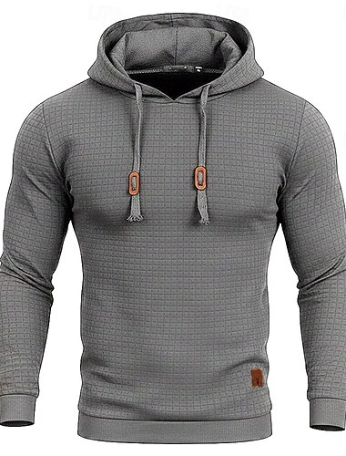  Herren Kapuzensweatshirt Waffle Kapuzensweatshirt Schwarz Weiß Kaki Hellgrau Dunkelgray Einfarbig Gerippt Strukturiert Strickstruktur Sport & Outdoor Lässig Polyester Cool Winter Bekleidung