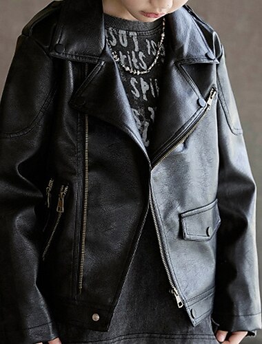 Детские Мальчики Черная кожаная куртка Жакет Верхняя одежда Полотняное плетение Длинный рукав Застегнуться ЗАЩИТА ОТ ВЛАГИ Защита от ветра Пальто Повседневные Мода На каждый день Черный Коричневый   Детские Мальчики Черная кожаная куртка Жакет Верхняя одежда Полотняное плетение Длинный рукав Застегнуться ЗАЩИТА ОТ ВЛАГИ Защита от ветра Пальто Повседневные Мода На каждый день Черный Коричневый