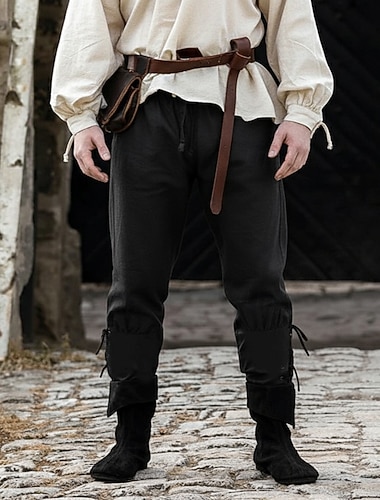  عتيق / معتق العصور الوسطى عصر النهضة سروال القراصنة قرصان الفارس الفايكينج الصليبي فارس سلتيك لون سادة ملابس تنكرية رجالي قرصان خيال عيد الرعب مهرجان حفلة تنكرية مهرجان أداء خشبة المسرح للبالغين