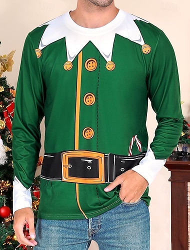  Święta Koszulkowy Koszulka Elf Graficzny Zabawne Zabawny na Męskie Dla dorosłych Druk 3D  Do Święta Karnawał Nowy Rok Impreza