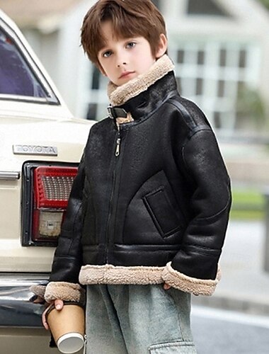 Детские Мальчики Куртка из искусственной замши Флисовая жилетка Жакет Верхняя одежда Полотняное плетение Длинный рукав Застегнуться ЗАЩИТА ОТ ВЛАГИ Сохраняет тепло Защита от ветра Пальто Повседневные   Детские Мальчики Куртка из искусственной замши Флисовая жилетка Жакет Верхняя одежда Полотняное плетение Длинный рукав Застегнуться ЗАЩИТА ОТ ВЛАГИ Сохраняет тепло Защита от ветра Пальто Повседневные