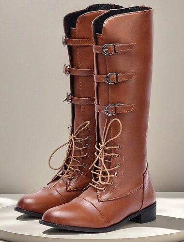  botas masculinas de couro sintético marrom com cadarço e detalhe de fivela – botas modernas e funcionais para aventuras de outono e inverno