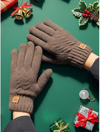 Guanti touchscreen da uomo con fodera in pile, caldi e comodi guanti in maglia per l'inverno, regalo di Natale perfetto   Guanti touchscreen da uomo con fodera in pile, caldi e comodi guanti in maglia per l'inverno, regalo di Natale perfetto