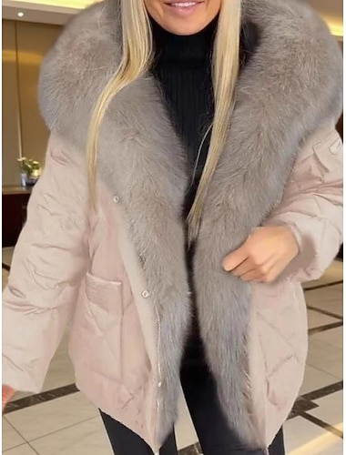  Női Anorák Kényelmes Légáteresztő Zseb Gombok Szőrme gallér Alkalmi Sima Vakáció Utca Hétköznapi Hétköznapi viselet Cipzár Szokványos Kapucni Normál Hosszú ujj Felsőruházat Fekete Barna Katonai zöld