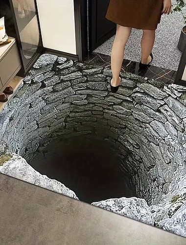  Tervetulomatto Belgian samettipainettu eteismatto pehmeä liukastumaton pestävä 3D-visuaalinen syvä reikä -suunnittelu lattiamatto sisä- ja ulkotiloihin keittiöön makuuhuoneeseen kylpyhuoneeseen