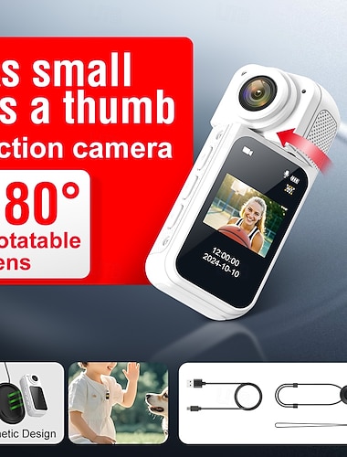  S70 magnetische duimcamera HD-actiecamera met beeldstabilisatie voor buiten fietsen nekband zakcamcorder