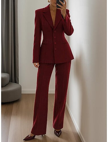  Mulheres Feminino jaqueta leve De peito único Formal Convidado do casamento Crepe Esticado Elegante Vintage Moderna Manga Longa Lapela Chanfrada Lapela Trespassado