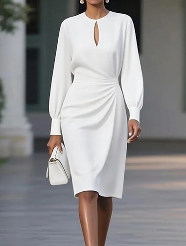 Damen Midikleid Paillettenkleid Partykleid Cocktailkleid Wickelkleid Mode Modern Party Besonderer Anlass Abendgesellschaft Normale Passform Einfach Langarm Rundhalsausschnitt Schwarz Weiß Blau   Damen Midikleid Paillettenkleid Partykleid Cocktailkleid Wickelkleid Mode Modern Party Besonderer Anlass Abendgesellschaft Normale Passform Einfach Langarm Rundhalsausschnitt Schwarz Weiß Blau