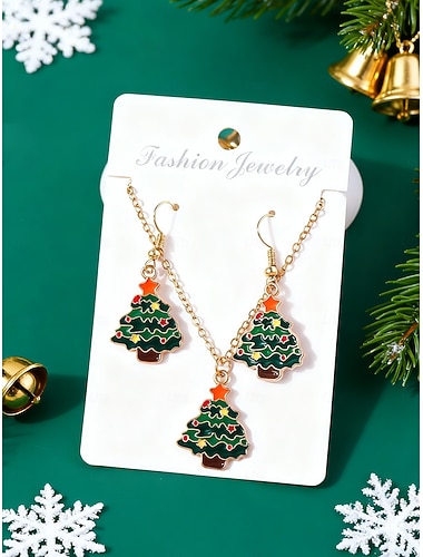  Σετ γυναικείων χριστουγεννιάτικων κολιέ και σκουλαρίκια, συλλογή 6 τεμαχίων χριστουγεννιάτικων κοσμημάτων με χιονάνθρωπο, τάρανδο, δέντρο &γούρια από ζαχαροκάλαμο για εορταστικά πάρτι &εορτασμοί