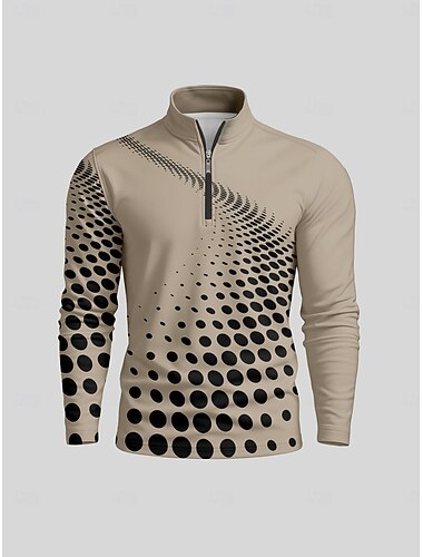  Herre POLO T-skjorte Kakifarget Langermet Topper Golfantrekk Klær Antrekk Bruk Klær