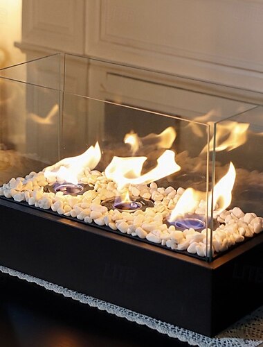  مدفأة طاولة محمولة بمقاس 18 × 8 × 11.5 بوصة، تعمل بالوقود الحيوي النظيف، بدون فتحة تهوية