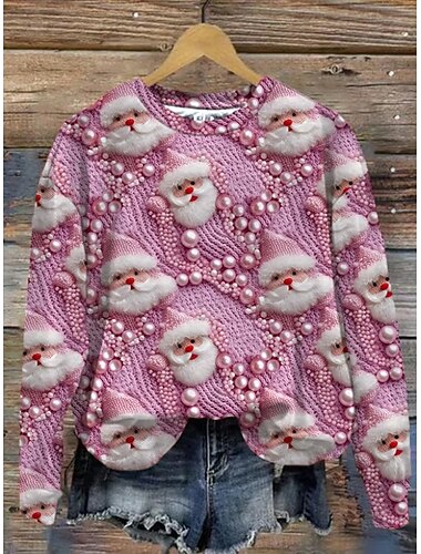  Naisten Pullover-huppari Kuvitettu Joulukuusi Joulu Vapaa-aika Pitkähihainen Tiukka pyöreä kaula-aukko Tavalliset topit Katu Arkikäyttö Kausaliteetti Sininen Musta Vaalean vihreä Punastuvan