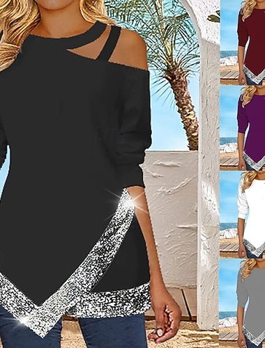 نسائي بلوزة لون الصلبة أنيق كاجوال كم طويل رقبة عالية مدورة قمصان عادية مناسب للبس اليومي ترتر بقع أسود أبيض نبيذ أرجواني رمادي فاتح الربيع الخريف   نسائي بلوزة لون الصلبة أنيق كاجوال كم طويل رقبة عالية مدورة قمصان عادية مناسب للبس اليومي ترتر بقع أسود أبيض نبيذ أرجواني رمادي فاتح الربيع الخريف