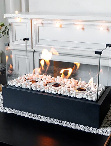 45,5 cm x 20,5 cm x 28,5 cm bärbar bordskamin, rentbrinnande bioetanolkamin utan ventil   45,5 cm x 20,5 cm x 28,5 cm bärbar bordskamin, rentbrinnande bioetanolkamin utan ventil