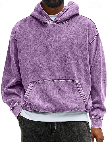  Homens Moletom Preto Rosa Vermelho Azul Roxo Com Capuz Tecido Bolsos Desportos e Ar livre Diário Feriado Poliéster Roupa de rua Básico Casual Primavera Outono Roupa Moletons Moletons