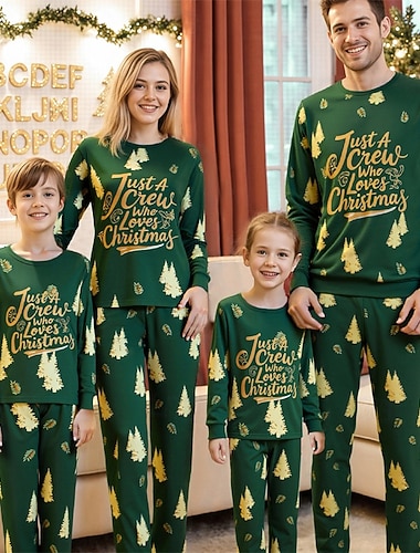 familj Jul Jul familjepyjamas Pyjamas Familjeset Grafisk Julgran Hem Mönster Grön Långärmad Dagligen Matchande kläder   familj Jul Jul familjepyjamas Pyjamas Familjeset Grafisk Julgran Hem Mönster Grön Långärmad Dagligen Matchande kläder