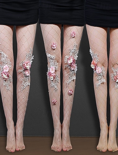  Damen Netzstrumpfhosen Party Geschenk Blume Polyester Sexy Beinformend 1 Paar