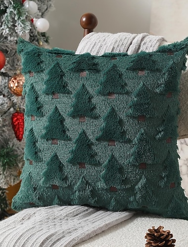  joulukoristeet, tekoturkisvillasta tehdyt koristetyynyt, pehmeät pehmotyynynpäälliset, joulukuusen tyynyliinat loma- ja talvikäyttöön, sohva, vuodesohva, kuisti, kermanvärinen