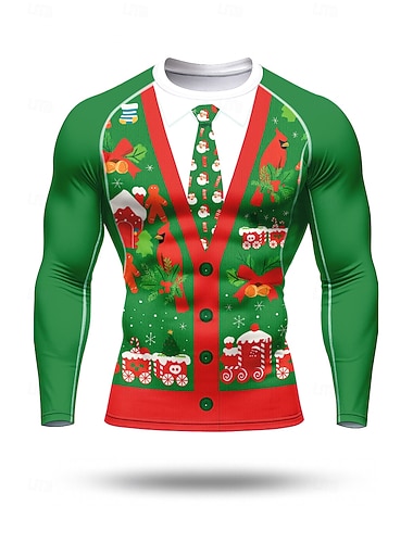  Vánoce Pánské Stahovací tričko Koşu Tişörtü Dlouhý rukáv Tričko Rychleschnoucí Komprese Power Flex Odvod vlhkosti Cvičení v tělocvičně Aktivní trénink Cvičení sportovní oblečení Sportovní oděvy