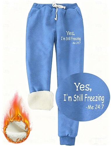  Női Melegítőnadrágok Polár nadrág Szabadság Szüret Divat Teljes hossz Magas derék Szöveg Zsinór Zseb Nyomtatott Melegen tartani Szélbiztos kellemes Nem elasztikus Mikroelasztikus Előírásos Vakáci