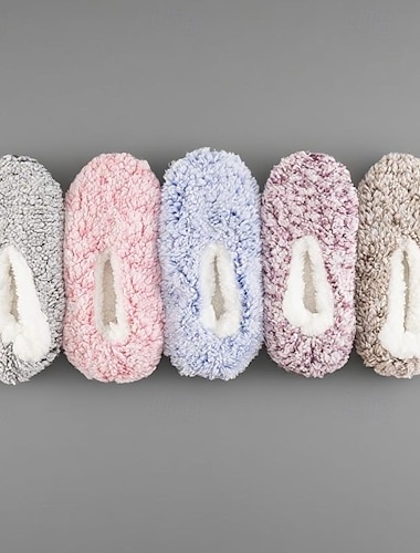  Женские носки-тапочки с узором в виде звезд, толстые хлопковые плюшевые носки-тапочки для дома или сна зимой, теплые, уютные, нескользящие носки для дома