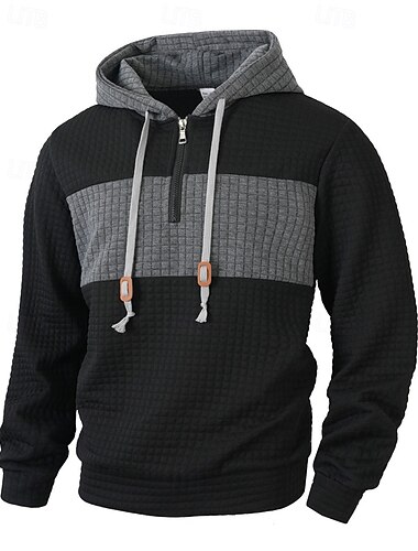  Pánské Kapuce Mikina se zipem na čtvrtletí Bílá Armádní zelená Rubínově červená Šedá Kapuce Barevné bloky Šňůrky Slátanina Sporty a outdoor Denní Dovolená Polyester Šik ven Základní Na běžné nošení