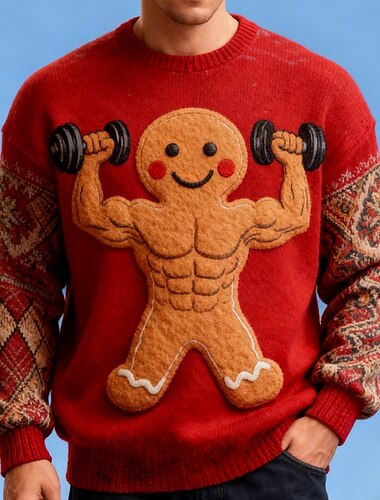  Csúnya karácsonyi pulóver Férfi 3D nyomtatás 3D figura Mézeskalács férfiak Pulóver pulóver Kötöttáru Kerek nyakkivágás Alkalmi Vakáció Otthon Utca 3D nyomtatás Kötni Melegen tartani Hosszú ujj Tavasz