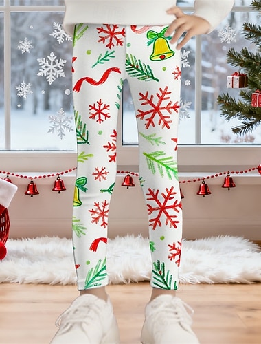 Новогодняя тематика Девочки 3D Графика Колокольчики Брюки Леггинсы Весна Осень Симпатичные Стиль Классический Дети 4-12 лет на открытом воздухе Повседневные Стандартный   Новогодняя тематика Девочки 3D Графика Колокольчики Брюки Леггинсы Весна Осень Симпатичные Стиль Классический Дети 4-12 лет на открытом воздухе Повседневные Стандартный