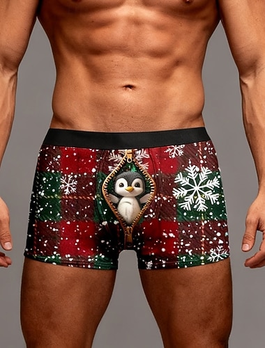  Bonhomme de neige père Noël Pyjama de Noël Boxer Short Sous-Vêtements cadeau de Noël Homme Drôle Noël Motif Adultes Noël Nouvel An la veille de Noël Noël Soirée