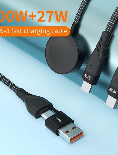  2 Pakke Reisevesker Apple Watch Lader 3 i 2 USB C Kabel Multi Lader Kabel USB C/L Bil Camping Essensielle iWatch Lader Ultra/SE/10-1&iPhone 17-12 Xbox 360 Hodesett