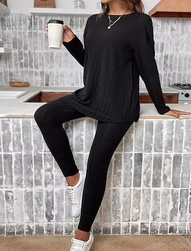  בגדי ריקוד נשים פעיל סגנון רחוב ערכות מכנסיים בולרו טופ שרוול ארוך צווארון עגול צבע אחיד טלאים בָּחוּץ חופשה יומי שחור סגול אפור סתיו רגיל