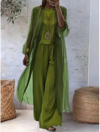 Damen Mode Streetwear Hosen-Sets Bolero-Oberteil Langarm Rundhalsausschnitt Einfarbig Outdoor Lässig Täglich Grün Frühling Lässiger Schnitt   Damen Mode Streetwear Hosen-Sets Bolero-Oberteil Langarm Rundhalsausschnitt Einfarbig Outdoor Lässig Täglich Grün Frühling Lässiger Schnitt