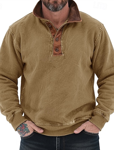 Herre Genser Hettegenser med knapp Svart Militærgrønn Navyblå Blå Brun Opprett krage عادي Lapper Fargeblokk Sport & Utendørs Avslappet Daglig Gatemote Kul Sportsklær Vinter Vår & Vinter Klær Gensere   Herre Genser Hettegenser med knapp Svart Militærgrønn Navyblå Blå Brun Opprett krage عادي Lapper Fargeblokk Sport & Utendørs Avslappet Daglig Gatemote Kul Sportsklær Vinter Vår & Vinter Klær Gensere