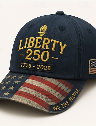  Herren Baseballkappe Sonnenhut Trucker-Kappe Blau Dunkel Blau Polyester Bestickt Mode Lässig Straße Täglich Buchstabe Amerikanische US-Flagge Verstellbar Sonnenschutz Atmungsaktiv