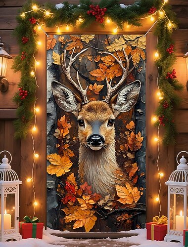  Jul Plakater Dørdeksel Utendørs bannere Rådyr søt stil 3D Party Sovesal Tenåringsrom Studentboliger Guttehule Frat Soverom Bakgrunner for skyting Hjemmedekor