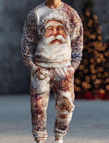 Weihnachten Herren Weihnachtsmann 2St 3D Sweatshirt-Sets Trainingsanzug Pullover Sweatshirt Langarm Lange Hosen Rundhalsausschnitt Alltagstauglich Lässig Outdoor Urlaub Lässig 3D-Druck Frühling   Weihnachten Herren Weihnachtsmann 2St 3D Sweatshirt-Sets Trainingsanzug Pullover Sweatshirt Langarm Lange Hosen Rundhalsausschnitt Alltagstauglich Lässig Outdoor Urlaub Lässig 3D-Druck Frühling