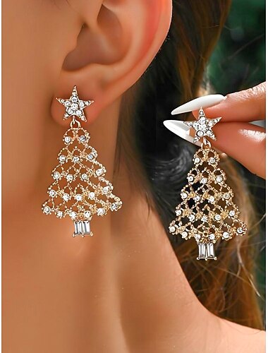  Dame Øredobber Store Øreringer Fargerik Hvit Legering Jul Elegant Fest / aften juletre