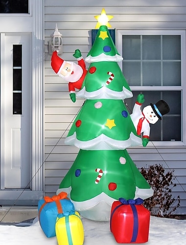  Boże Narodzenie Święty Mikołaj bałwan choinka chowany kotek oświetlenie LED pudełko prezentowe nadmuchiwany model powietrza wewnątrz i na zewnątrz impreza świąteczna atmosfera dekoracyjna lampa