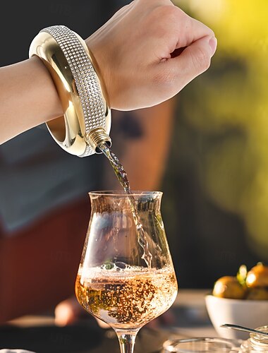 1 st trendig armbandsflaska i rostfritt stål för damer - döljer diskret vin, cocktails &Sprit - perfekt festtillbehör för sommarunderhållning - premium köksmåste till jul och halloween   1 st trendig armbandsflaska i rostfritt stål för damer - döljer diskret vin, cocktails &Sprit - perfekt festtillbehör för sommarunderhållning - premium köksmåste till jul och halloween