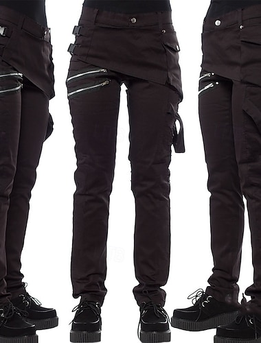  Dames Mager Chinese Modieus Streetwear Casual Volledige lengte Hoge taille Effen Zak Comfortabel Zacht Inelastisch Buiten Straat Legergroen Zwart Rood Lente Herfst Winter Normale pasvorm