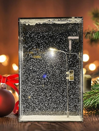  Lampa śnieżna, uliczna kula śnieżna, ręcznie robiona nocna lampa z motywem śnieżnym, świąteczna dekoracja biurka na urodziny, zrób własną nocną lampkę świąteczną, lampa w kształcie płatka śniegu dla