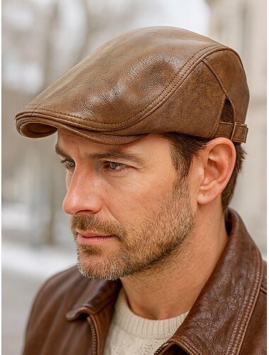  Weihnachts-Schiebermütze für Herren aus Kunstleder, mehrere Farben, stilvolles Winteraccessoire für Feiertagsveranstaltungen und Freizeitausflüge