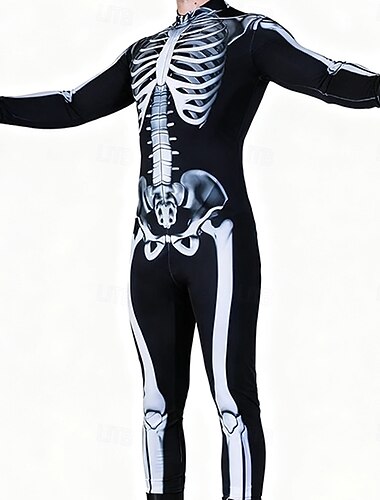  Skull Skeleton Halloween Bodysuit Full Body Catsuit Scary Costume Kid's Adults' Men's Women's Boys' Halloween Carnival Day of the Dead Performance Party Club Easy Halloween Costumes Dress Up