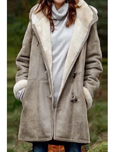 Mulheres Casaco de lã Casaco de pelúcia Casaco com capuz Manter Quente Respirável Bolsos Forrada com Fleece Casual Tecido Férias Rua Roupa Diária Para Noite Não Trespassado Padrão Capuz Normal Manga   Mulheres Casaco de lã Casaco de pelúcia Casaco com capuz Manter Quente Respirável Bolsos Forrada com Fleece Casual Tecido Férias Rua Roupa Diária Para Noite Não Trespassado Padrão Capuz Normal Manga