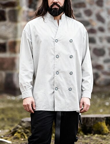  Retro vintage Middeleeuws Renaissance Hemd Piraat Viking Effen Kleur Kostuum Voor heren Piraat Halloween Carnaval Vakantie Casual / Dagelijks LARP Hemd Lente zomer