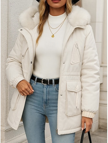  Női Anorák Kényelmes Légáteresztő Zseb Gombok Alkalmi Sima Vakáció Utca Hétköznapi Hétköznapi viselet Egysoros Szokványos Kapucni Normál Hosszú ujj Felsőruházat Fekete Arcpír rózsaszín Lóhere Tavasz