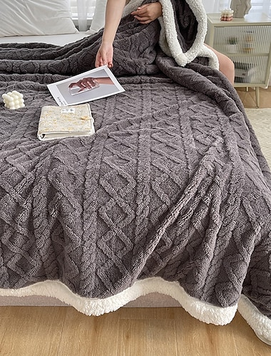  ラムウールシェルパコーラルフリースブランケット 柔らかくて心地よいスローブランケット ソファーカバー お昼寝用ブランケット オフィス用 オールシーズン エアコン用ブランケット 小型軽量ブランケット