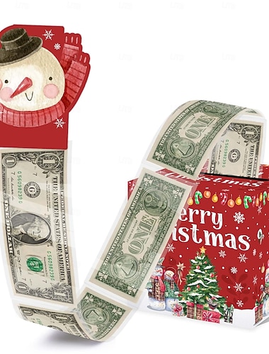  Ideale Kerstcadeaus voor Kleinkinderen Jongens Meisjes Kerst Spaarpot voor Contant Geld Trek Kerst Geld Trekdoos met Sneeuwman Kaart en Transparante Zakjes Kerstcadeau
