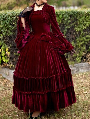  Gotico Rococò Vittoriano Vestito Costume da festa Mascherata Manica a Balze Maria Antonietta Taglie Forti Abito da ballo Costume Per donna Ragazze Reale Halloween Mascherata Carnevale Performance